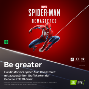 Marvel’s Spider-Man Remastered jetzt zu NVIDIA GeForce RTX 3090 (Ti), 3080 (Ti), 3070 (Ti), 3060 (Ti) dazu erhalten! [UPDATE]