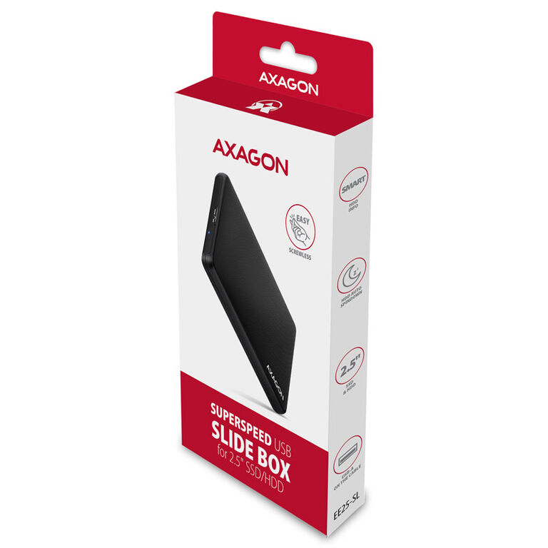 AXAGON EE25-SL external 2.5" enclosure, USB 3.0 / SATA III - USB-A, black image number 3