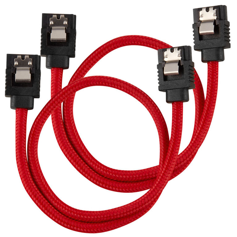 Corsair Premium Sleeved SATA Cable, red 30cm - 2 pack image number 0