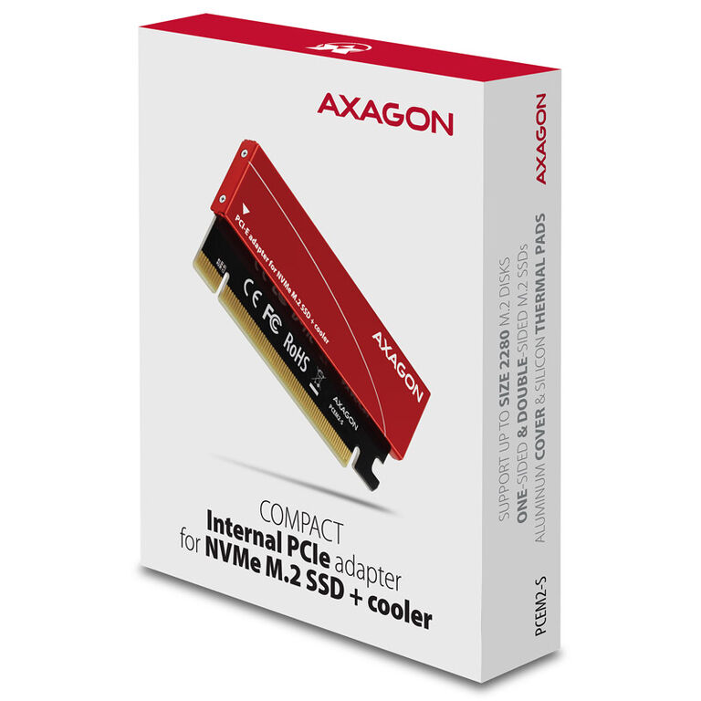 AXAGON PCEM2-S PCIe 3.0 x16 adapter, 1x M.2 NVMe SSD, up to 2280 - passive cooling image number 5