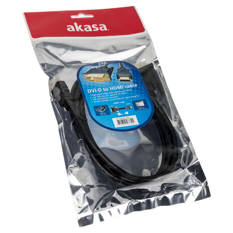 Akasa DVI-D to HDMI cable - black - 2m image number 2