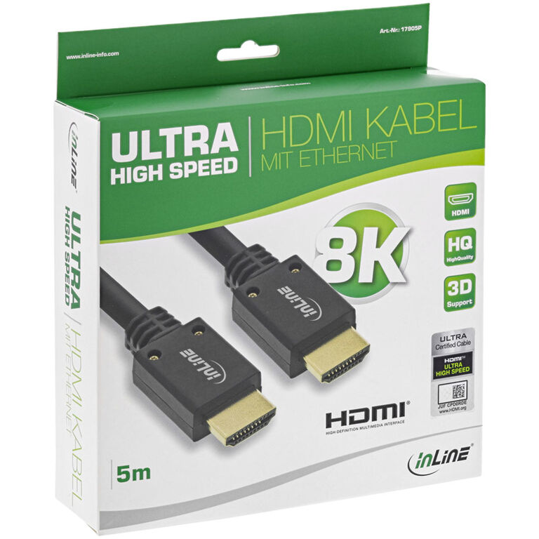InLine 8K4K Ultra High Speed HDMI Cable, black - 5m image number 1