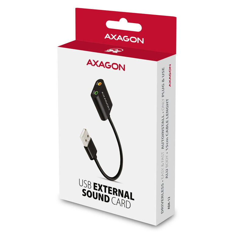 AXAGON ADA-12 USB 2.0, Stereo Audio Mini-Adapter, 15 cm cable length image number 1
