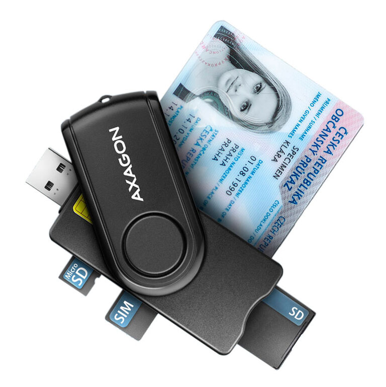 AXAGON CRE-SMP2A USB Smart Card & SD/microSD/SIM Card PocketReader image number 3