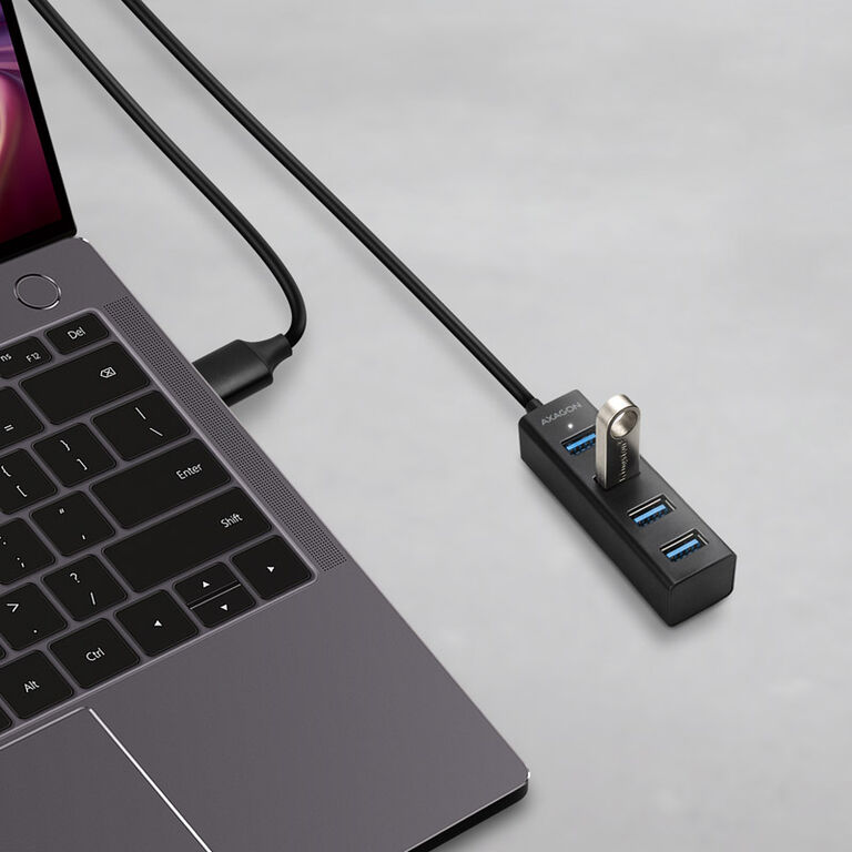 AXAGON HUE-M1AL Mini USB-A Hub, 4x USB-A 3.2 Gen 1, silver - 1.2m image number 1