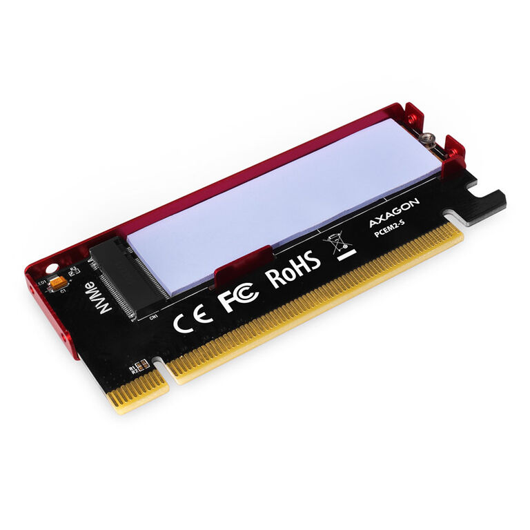 AXAGON PCEM2-S PCIe 3.0 x16 adapter, 1x M.2 NVMe SSD, up to 2280 - passive cooling image number 2