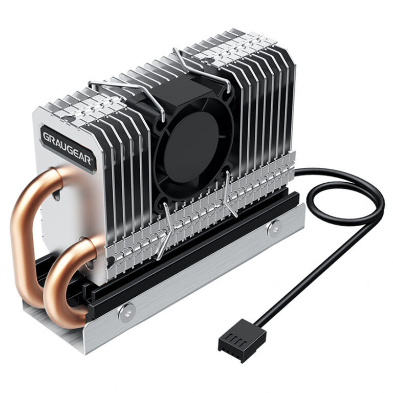 Greygear heatpipe cooler for M.2 NVMe 2280 SSD, PWM fan - 25 mm image number 0