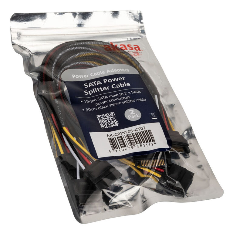 Akasa SATA Power Y Cable - 30cm, Pack of 2 image number 2