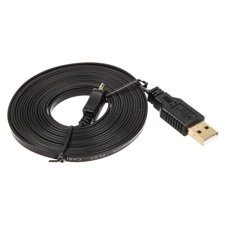 InLine Micro-USB 2.0 flat cable, USB-A to Micro-B, black - 3m image number 1