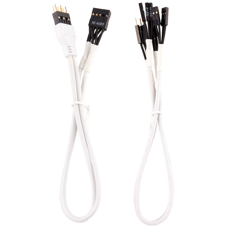 Corsair Premium Sleeved Front Panel Cable Extension Kit, white image number 1