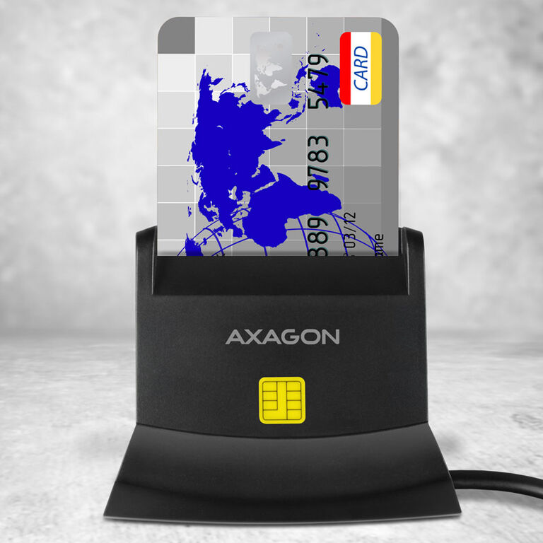 AXAGON CRE-SM2 USB Smart Card and SD/microSD/SIM Card Reader - USB 2.0 image number 1