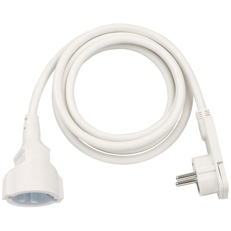 Brennenstuhl Extension Cable with Angled Flat Plug, 3m - White image number 0