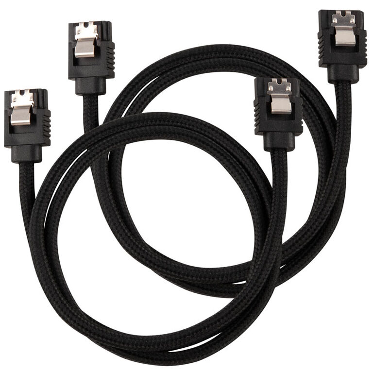 Corsair Premium Sleeved SATA Cable, black 60cm - 2 pack image number 0