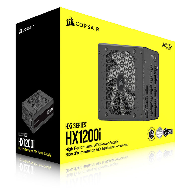 Corsair HXi Series HX1200i Power Supply 80 PLUS Platinum, ATX 3.0, PCIe 5.0 - 1200 Watt, black image number 9