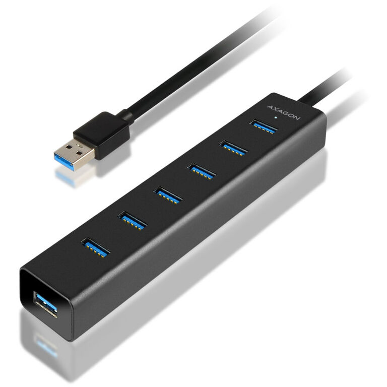 AXAGON HUE-SA7BP USB-A-Hub, 7x USB 3.0, 1x Micro-USB - 400 mm Cable, Power Supply image number 0