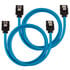 Corsair Premium Sleeved SATA Cable, blue 60cm - 2 Pack image number null