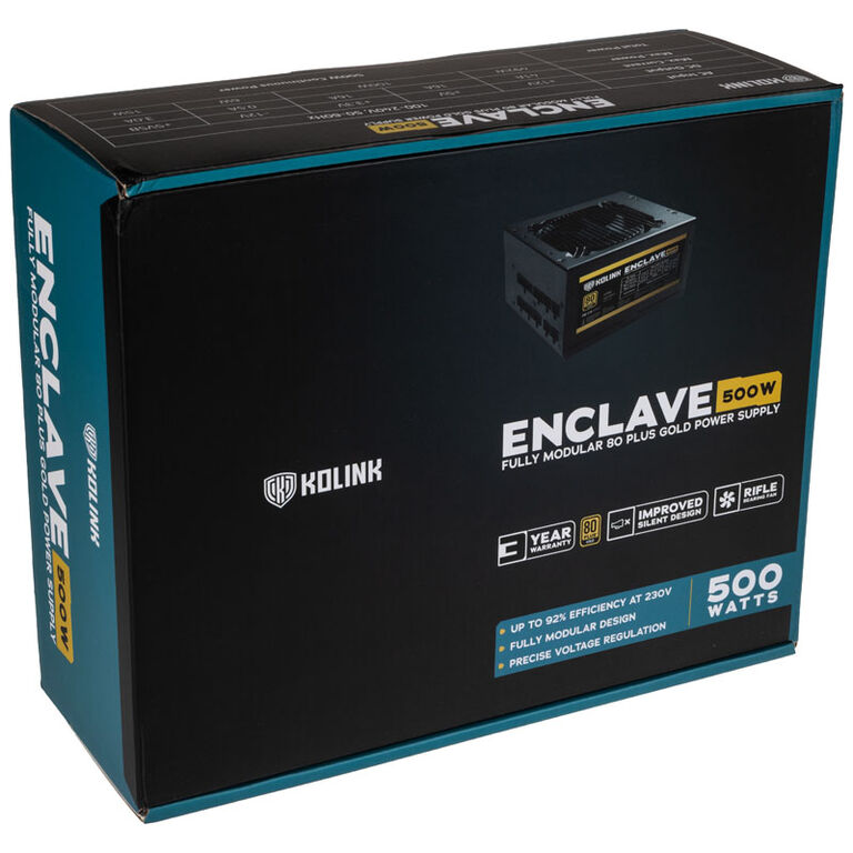 Kolink Enclave 80 PLUS Gold power supply, modular - 500 Watt with mains cable image number 7