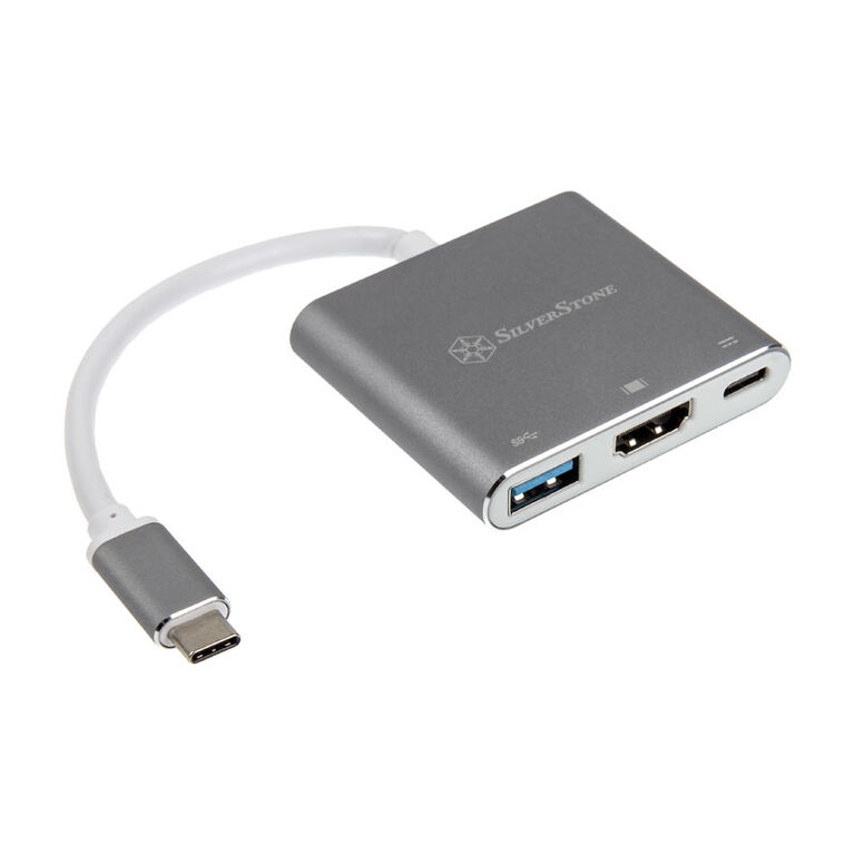 SilverStone SST-EP08C - USB 3.1 Type-C Adapter to HDMI/USB Type C/USB Type A - silver image number 0