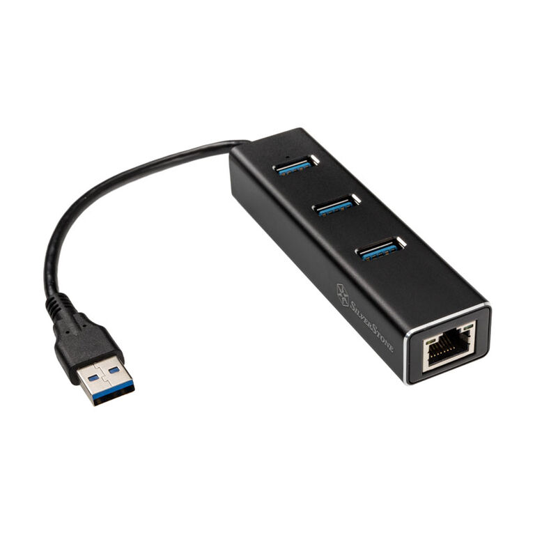 SilverStone SST-EP04 3-Port USB 3.0 Hub with Gigabit Ethernet - black image number 0