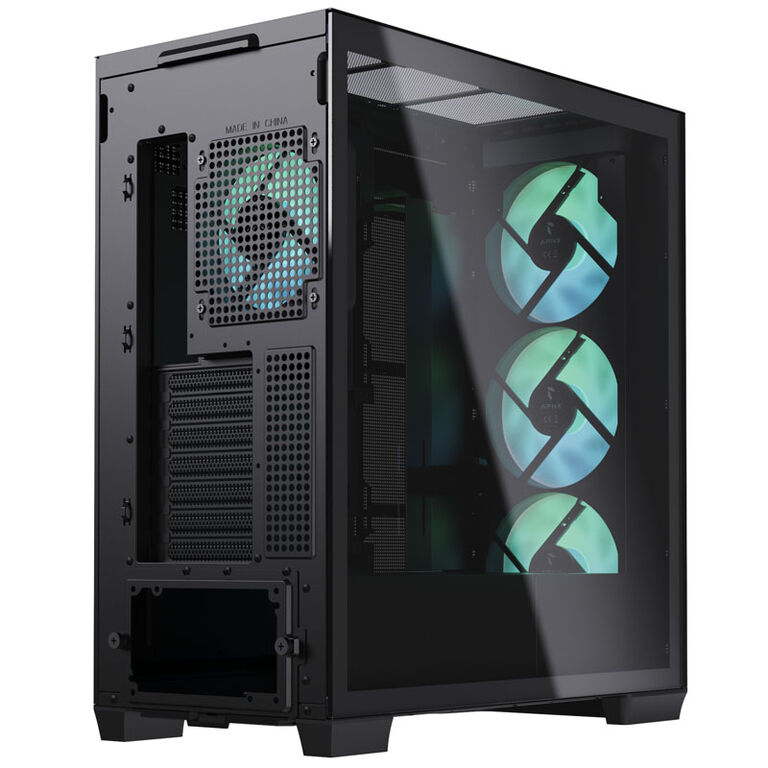 APNX C1 Mid-Tower ATX Case, Tempered Glass - black image number 3