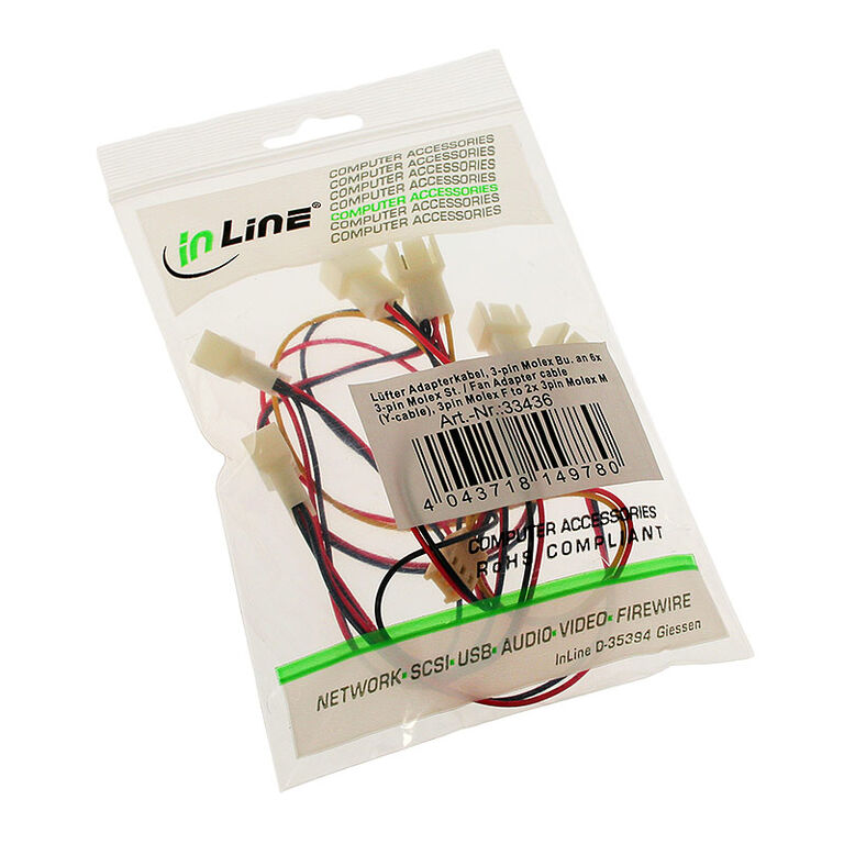 InLine fan adapter cable 3-pin to 6x 3-pin image number 2