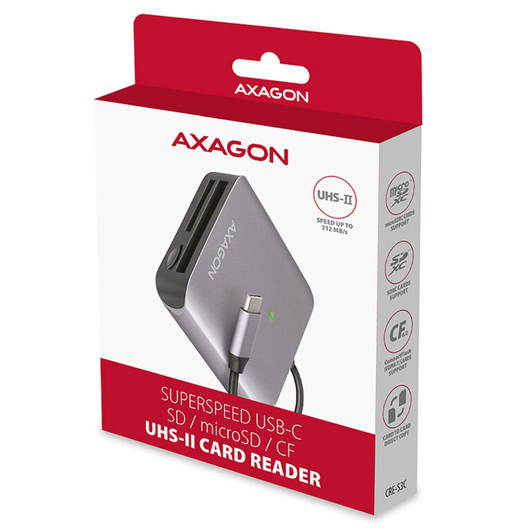 AXAGON CRE-S3C External Card Reader USB-C 3.2 Gen 1, 3-Slot, SD/microSD/CF, UHS-II image number 4