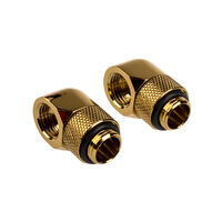 Corsair Hydro X Series Adapter 90 Degree G1/4 inch Male to G1/4 inch Female - 2 Pack, Rotatable, Gold