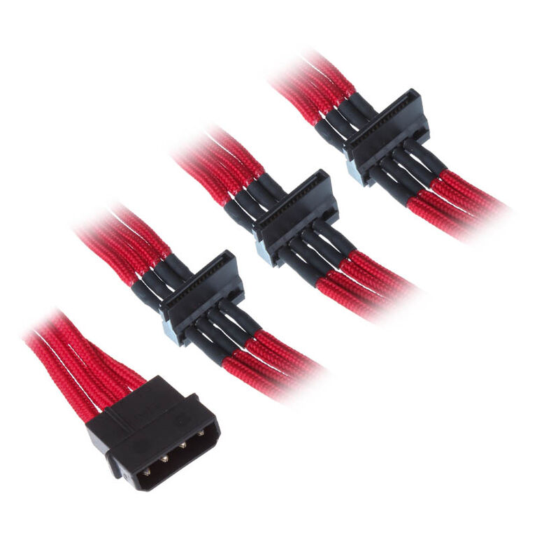 SilverStone 4-Pol-Molex auf 4x SATA Verlängerung - 300mm rot image number 0