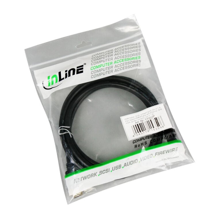 InLine HDMI Cable High Speed with Ethernet, black - 2m image number 2