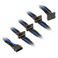 SilverStone 4-Pol-Molex zu 4x SATA Kabel, 300mm - schwarz/blau