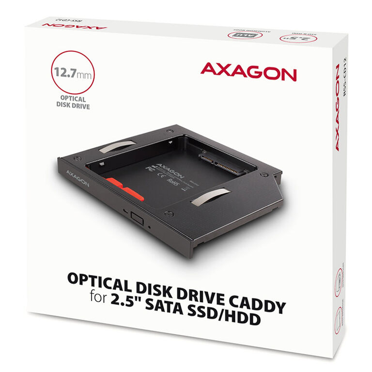 AXAGON RSS-CD12 2.5 Inch SSD/HDD Adapter for Optical Drive, 12.7mm, LED image number 4