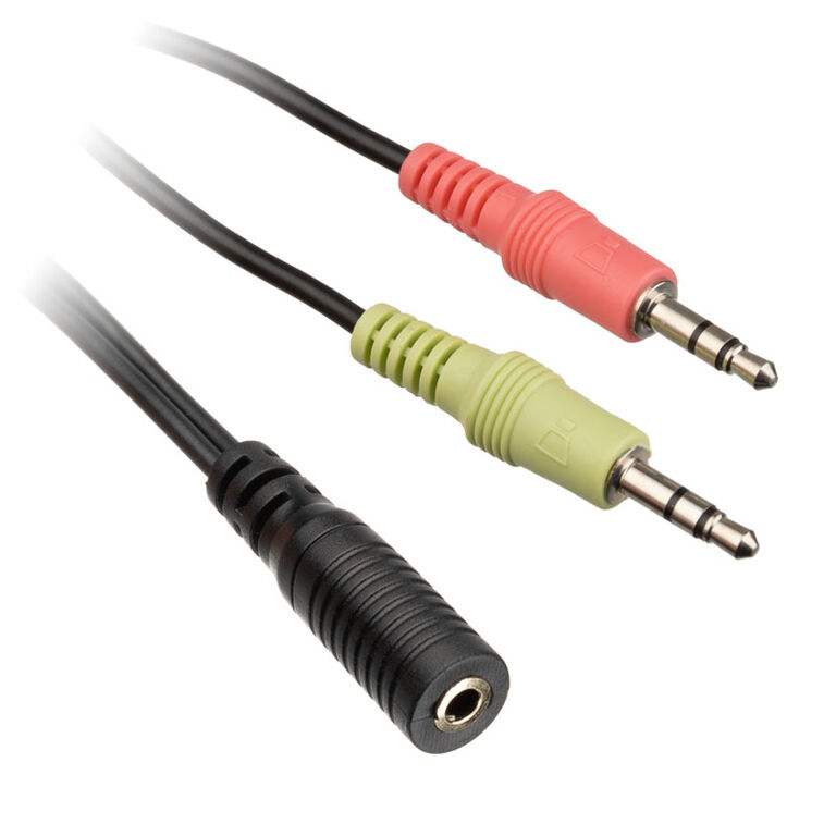 InLine Audio Headset Y-Adapter cable, 2x 3.5mm plugs to 3.5mm jack 4-pole CTIA - 0.15m image number 1