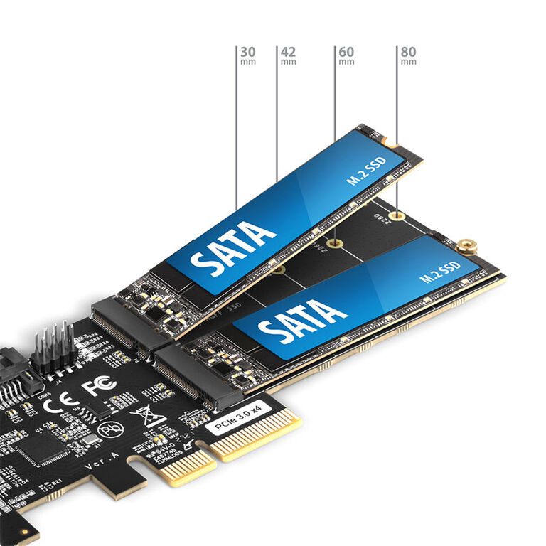 AXAGON PCES-SA4M2 PCIe Controller 2x internal SATA 6G port + 2x internal M.2 B-key SATA port + LP image number 4