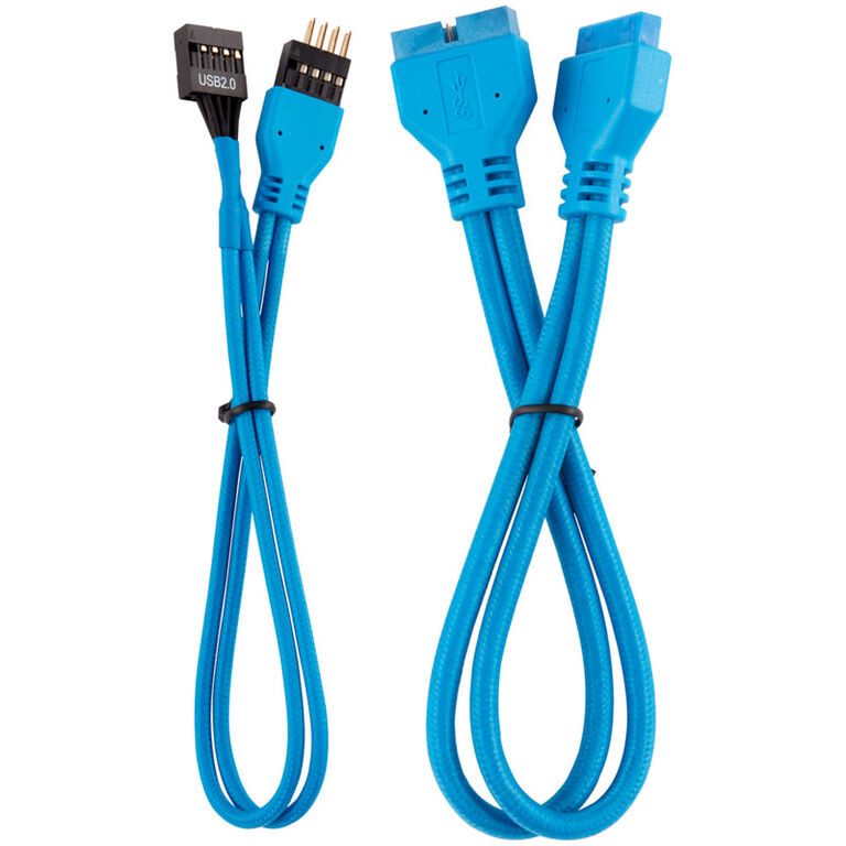 Corsair Premium Sleeved Front Panel Cable Extension Kit, blue image number 2