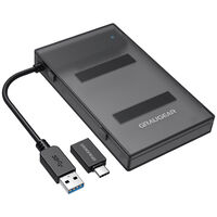 Gray Gear Adapter for 2.5" SSD / HDD with protective case, USB-A with USB-C adapter