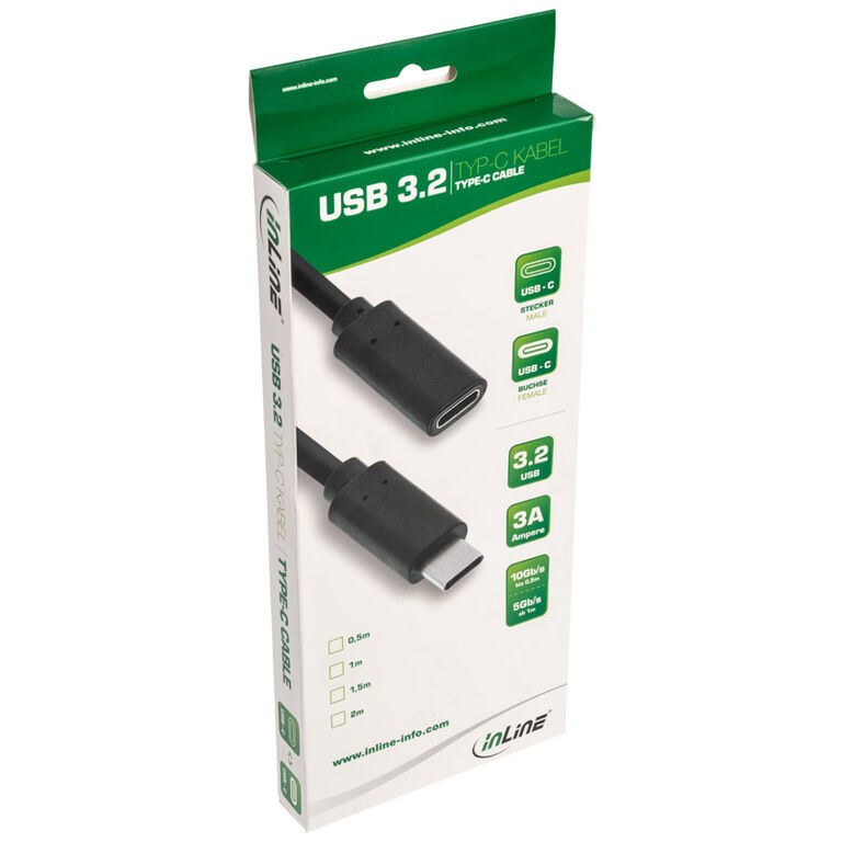 InLine USB 3.2 Gen 2 Extension Cable, USB Type C, black - 2m image number 2