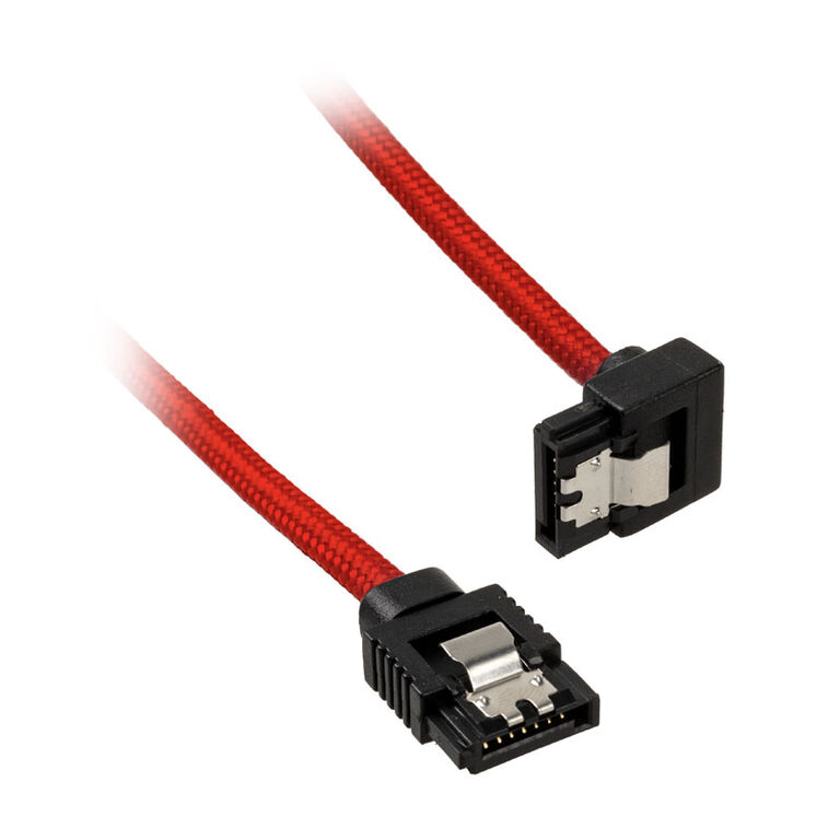 Corsair Premium Sleeved SATA Cable angled, red 30cm - 2 pack image number 2