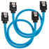 Corsair Premium Sleeved SATA Cable, blue 30cm - 2 pack image number null