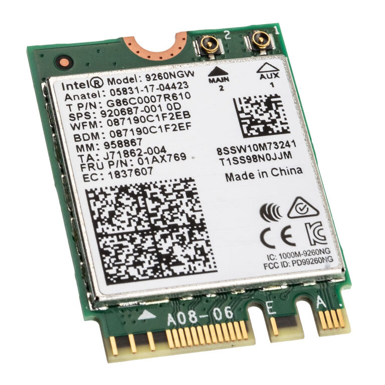 Intel Dual-Band Wireless-AC 9260, WLAN + Bluetooth 5.1 Adapter - M.2/A-E-key image number 0