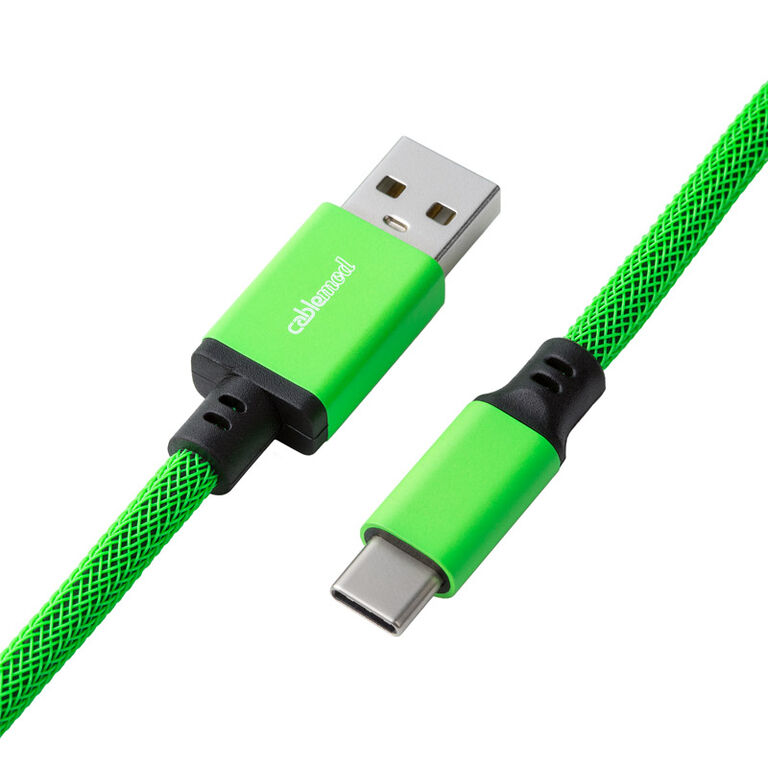 CableMod Classic Coiled Keyboard Cable USB-C to USB Type A, Viper Green - 150cm image number 2