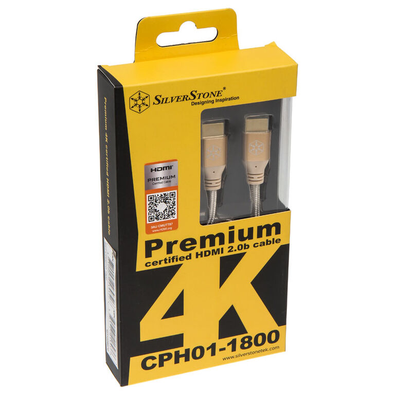 SilverStone SST-CPH01G-1800 HDMI 2.0b Cable, 1.80m - gold image number 2