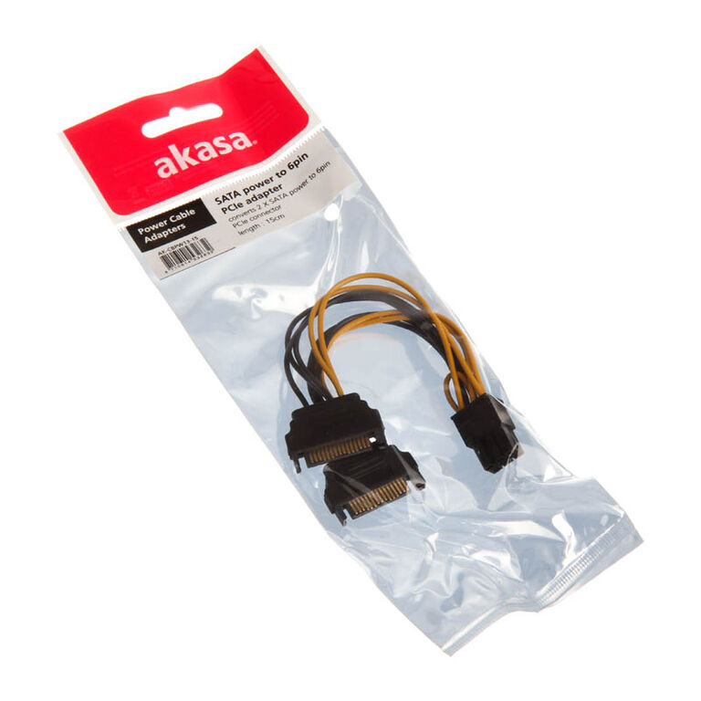 Akasa 2x 15-Pin-SATA to 1x 6-Pin-PCIe Adapter image number 4