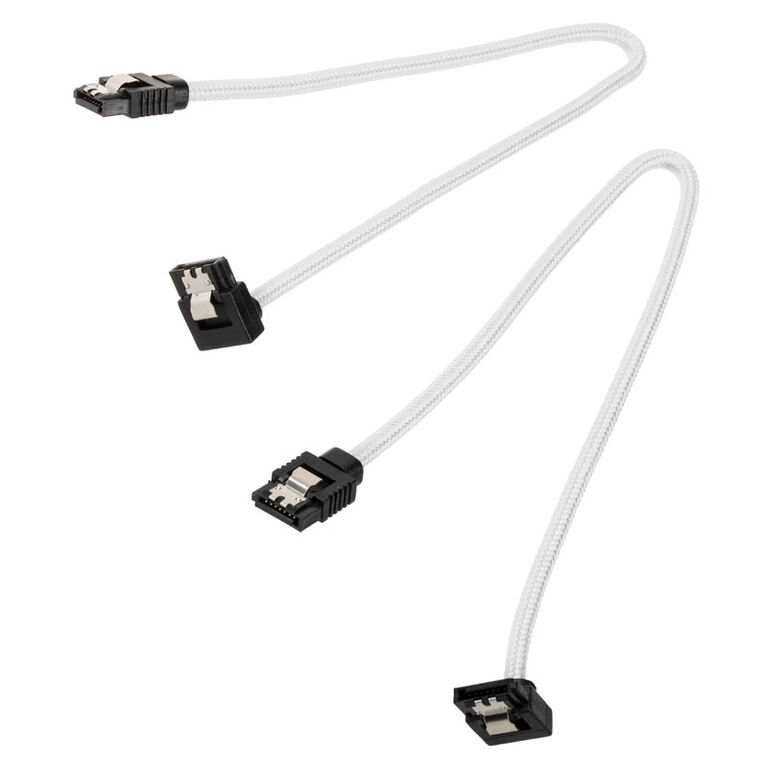 Corsair Premium Sleeved SATA cable angled, white 30cm - 2 pack image number 1