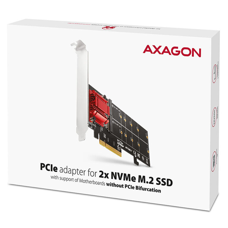 AXAGON PCEM2-ND PCIe adapter for two M.2 SSDs image number 4