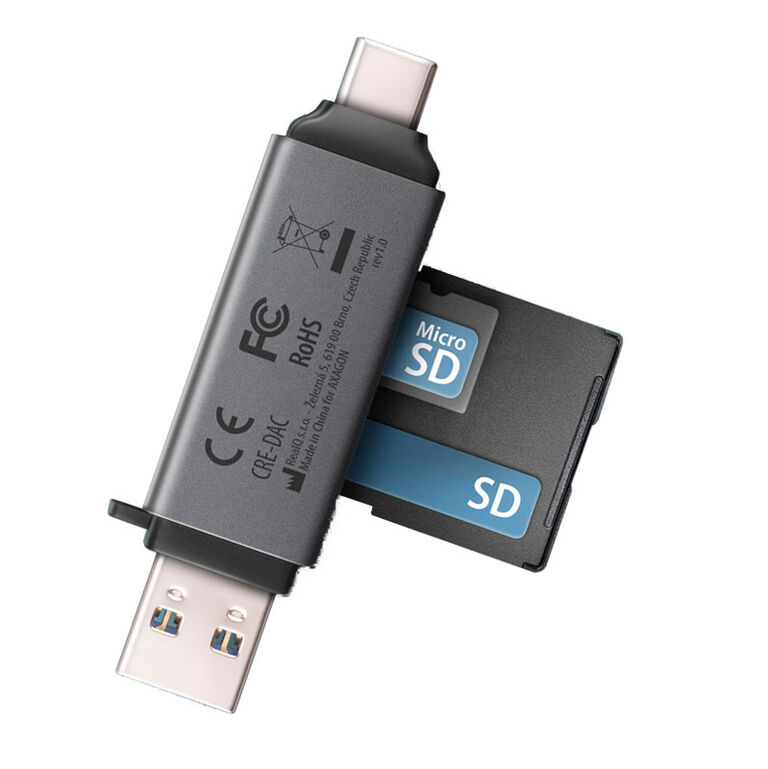 AXAGON CRE-DAC External USB 3.2 Gen1 Type-C+Type-A 2-slot SD/microSD image number 2