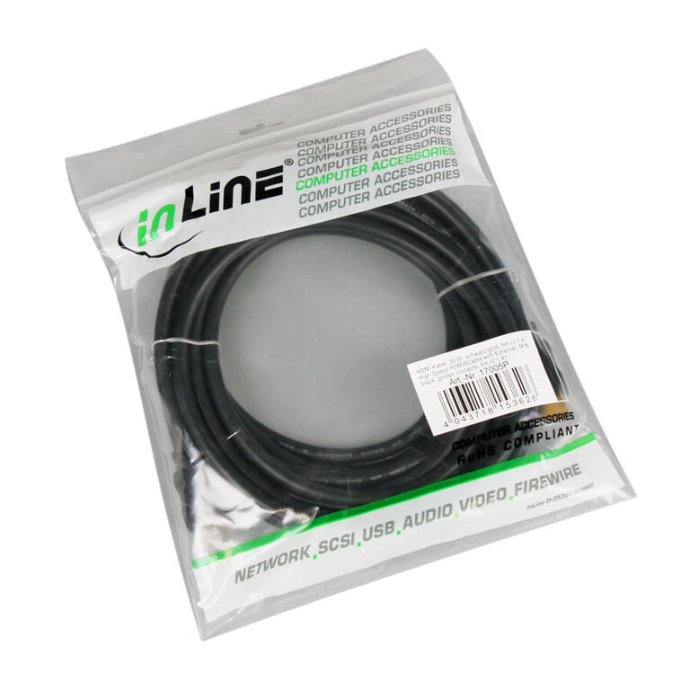 InLine HDMI Cable High Speed with Ethernet, black - 5m image number 2
