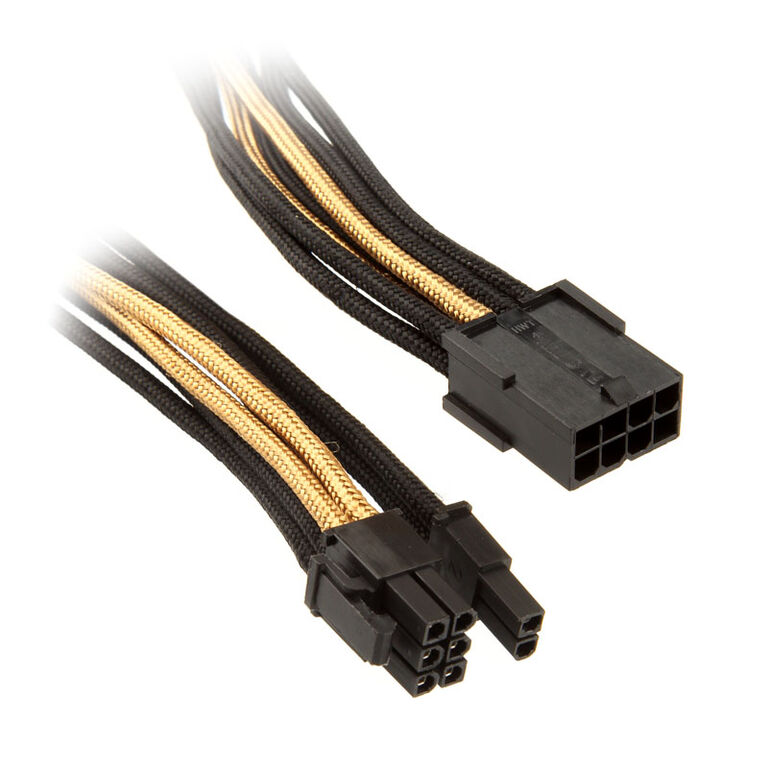 SilverStone PCI-8-Pin zu PCIe-6+2-Pin Kabel, 250mm - schwarz/gold image number 0