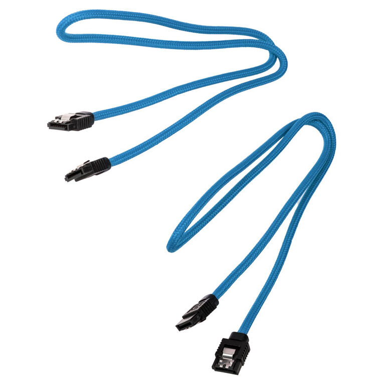 Corsair Premium Sleeved SATA Cable, blue 60cm - 2 Pack image number 1