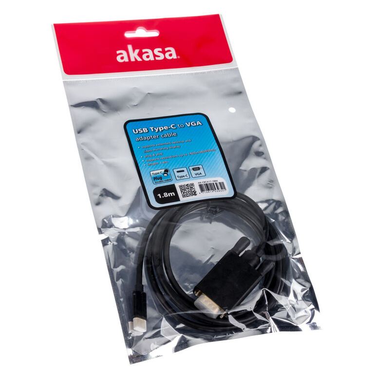 Akasa Type C Adapter Cable to VGA - black image number 2