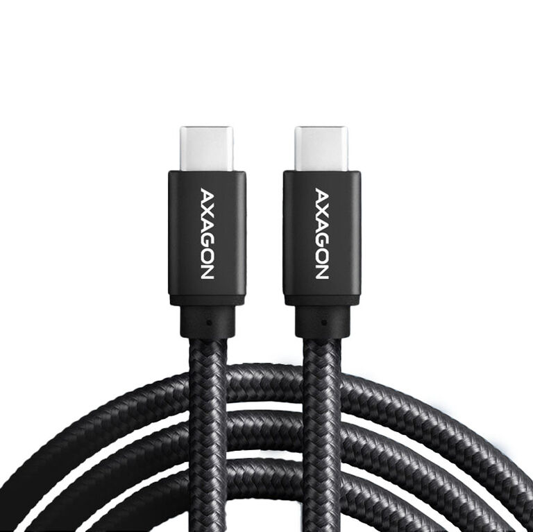 AXAGON BUCM2-CM20AB Charging Cable USB-C to USB-C 2.0, 2m, PD 240W 5A, Aluminium - Black image number 1